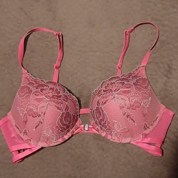 Pink floral double push up bra EUC - Picture 1 of 4
